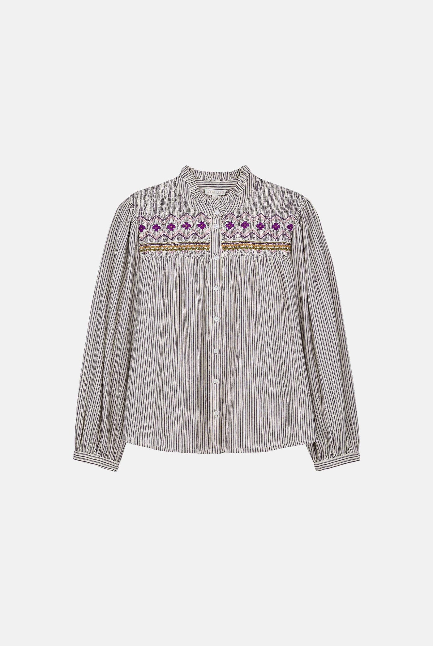 Blouse S0034 Louise Cream-Purple-Stripes