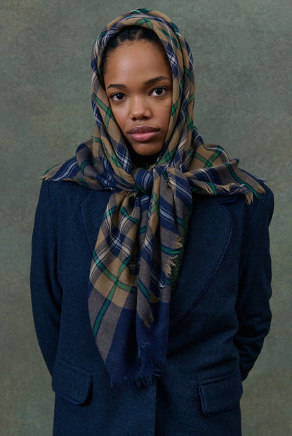 Scarf W0112 Mekness Blue-Checks