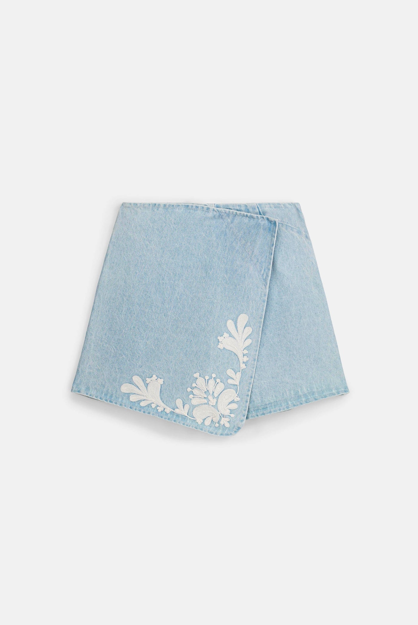 Louise Misha | Myrta Bleach Denim Skirt - Asymmetrical Wrap