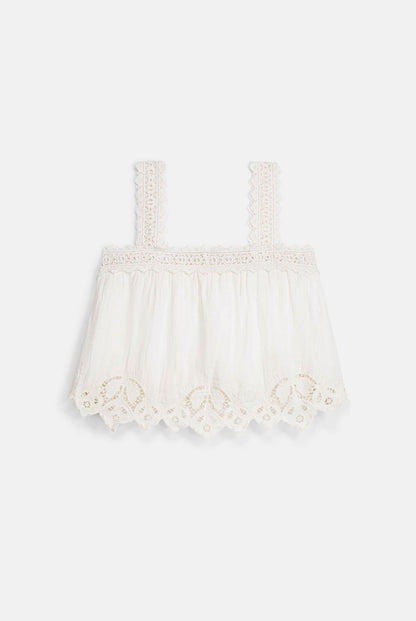 Louise Misha | Paralio Off-White Blouse - Lace & Gauze