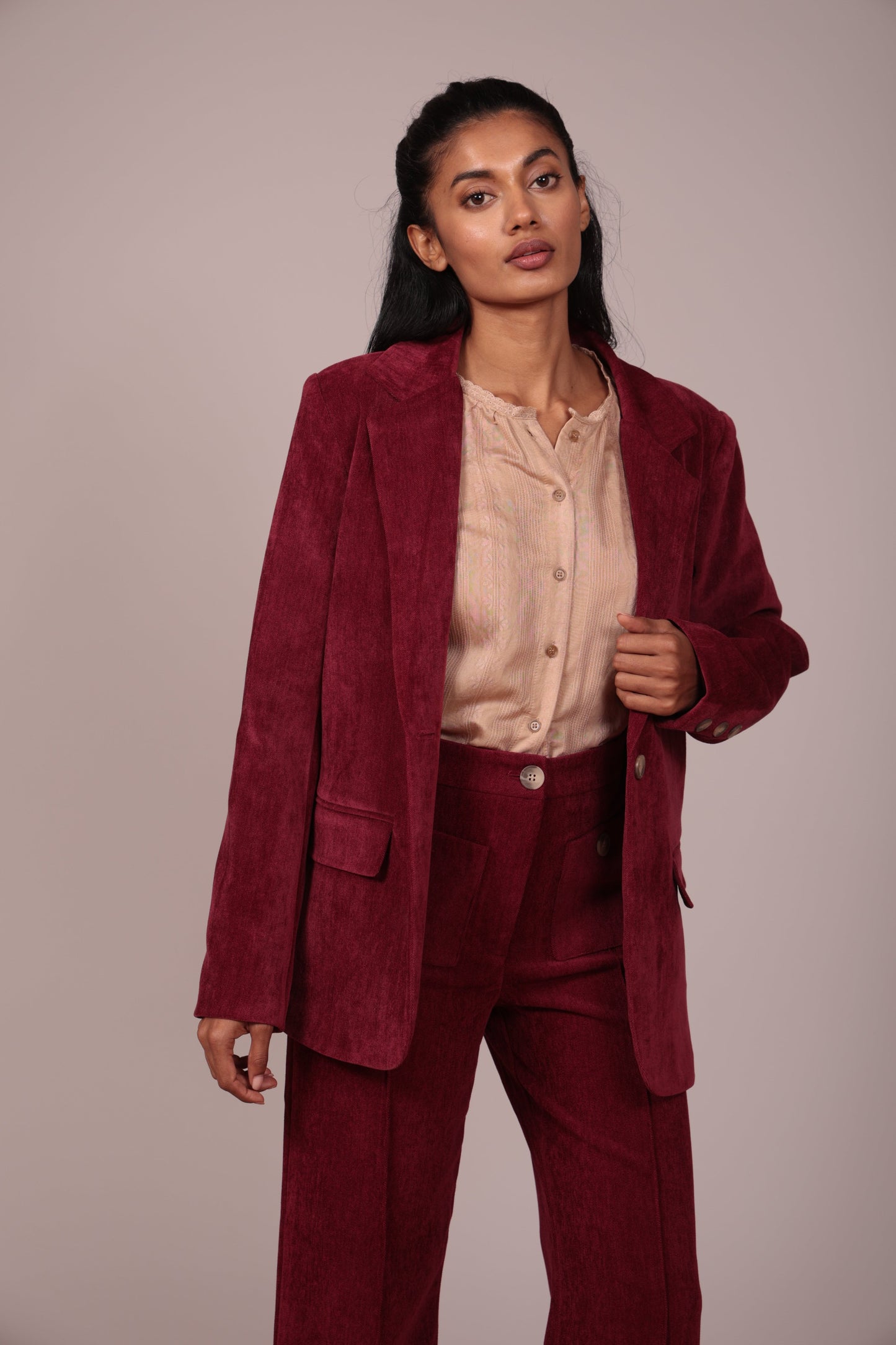 LUNA LLENA | Tailored Rust Blazer - Deep Burgundy