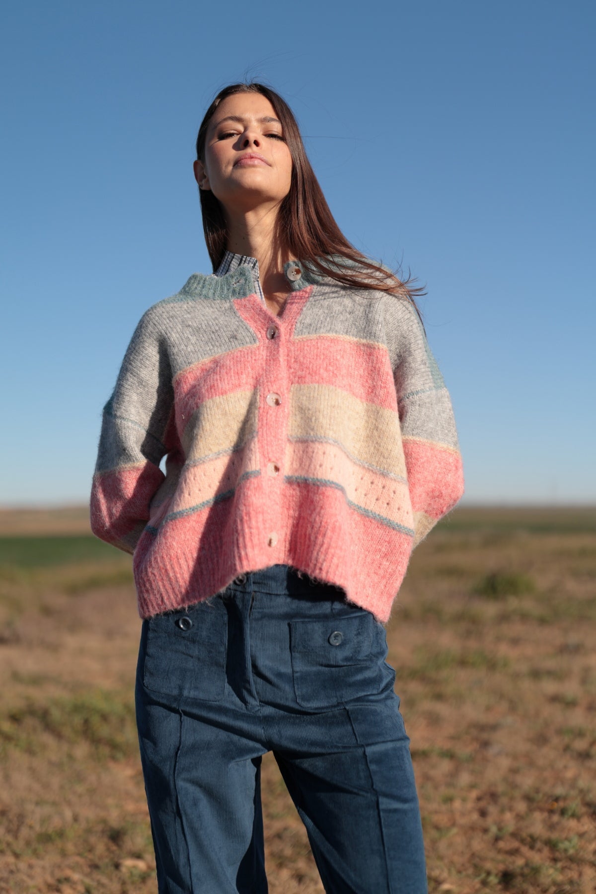 LUNA LLENA | Aura Fluffy Knit Cardigan - Pastel Multi