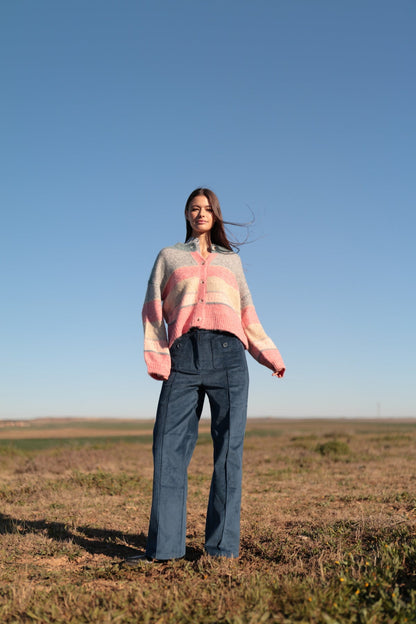 LUNA LLENA | Aura Fluffy Knit Cardigan - Pastel Multi