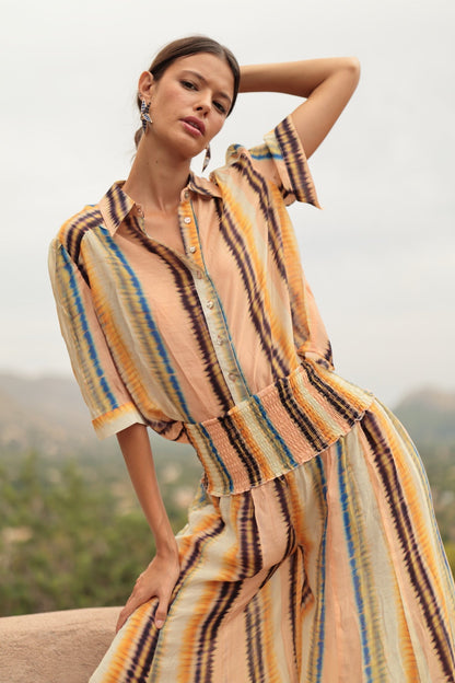 LUNA LLENA | Gradient Stripe Shirt Blouse - Relaxed Fit