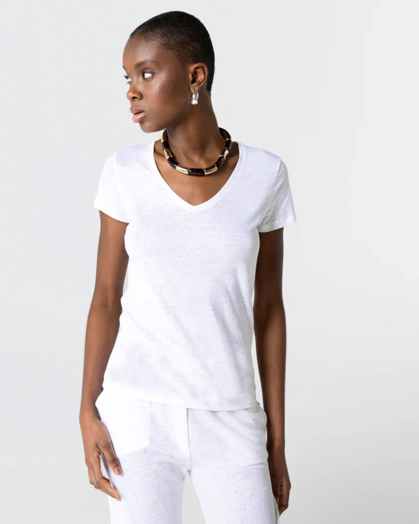 Majestic | Boatneck T-Shirt - Three-Quarter Sleeve in White