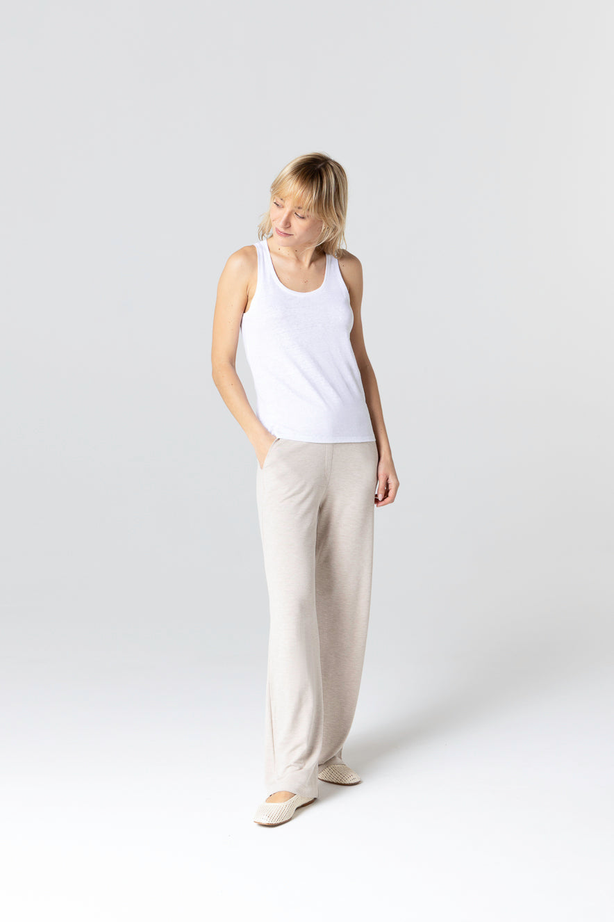 Majestic | Linen Blend Fitted Tank - Blanc