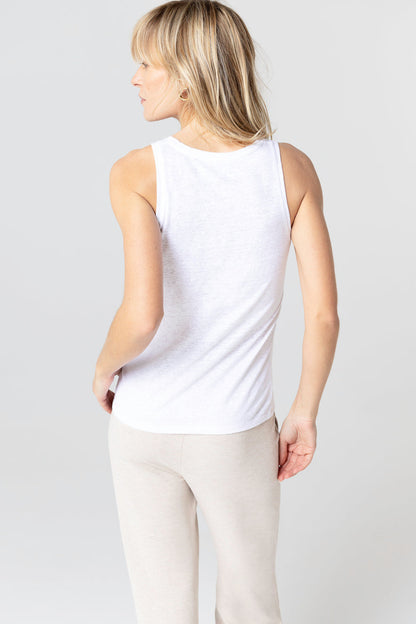 Majestic | Linen Blend Fitted Tank - Blanc