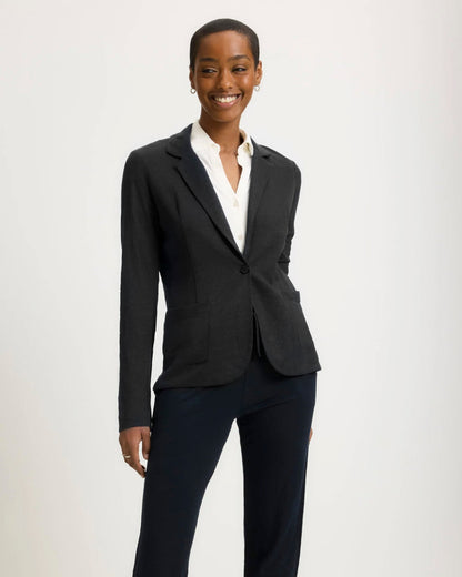 Majestic | Fitted French Terry Blazer - Black