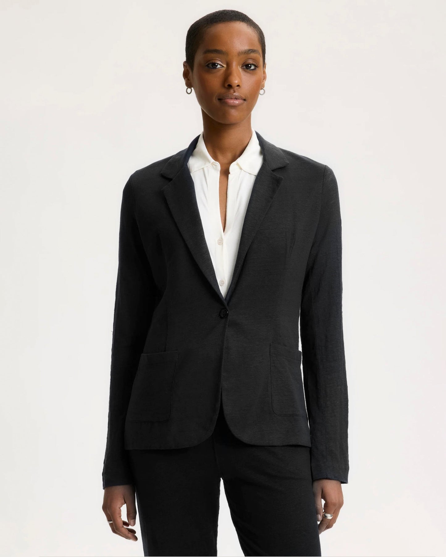 Majestic | Fitted French Terry Blazer - Black