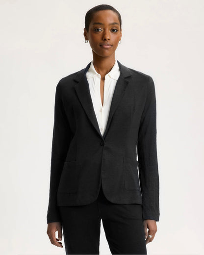 Majestic | Fitted French Terry Blazer - Black