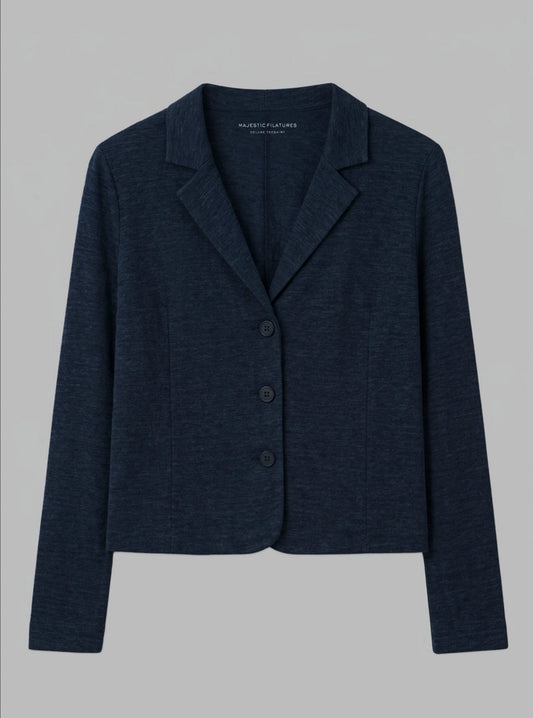 Majestic | Tailored Cotton-Blend 3-Button Jacket - Marine