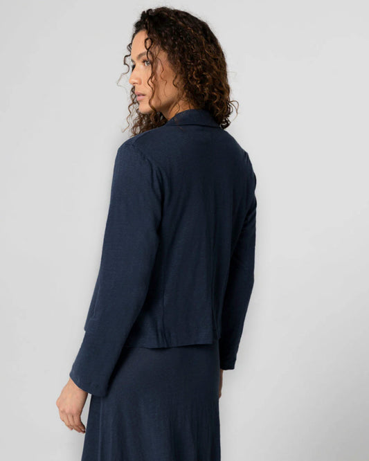 Majestic | Tailored Cotton-Blend 3-Button Jacket - Marine