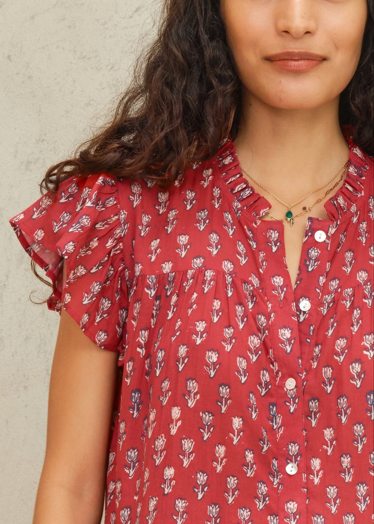 MABE | Ari Frill Sundress - Red Cotton Tiered Dress