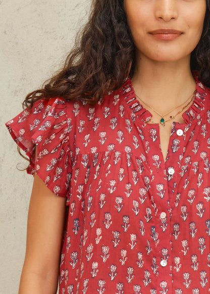 MABE | Ari Frill Sundress - Red Cotton Tiered Dress