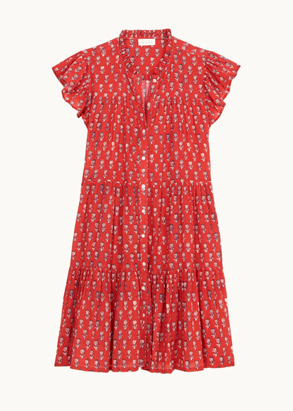 MABE | Ari Frill Sundress - Red Cotton Tiered Dress