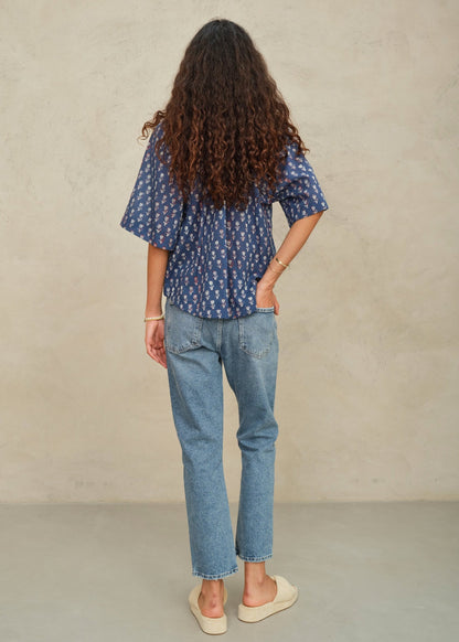 Blouse Ari Print Ss Top Indigo