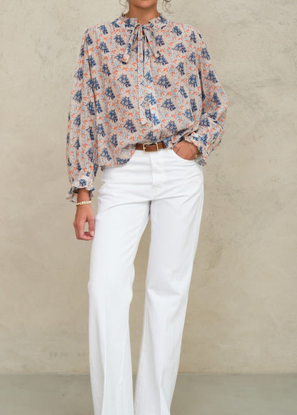 MABE | Aster Floral Cotton Blouse with Peter Pan Collar