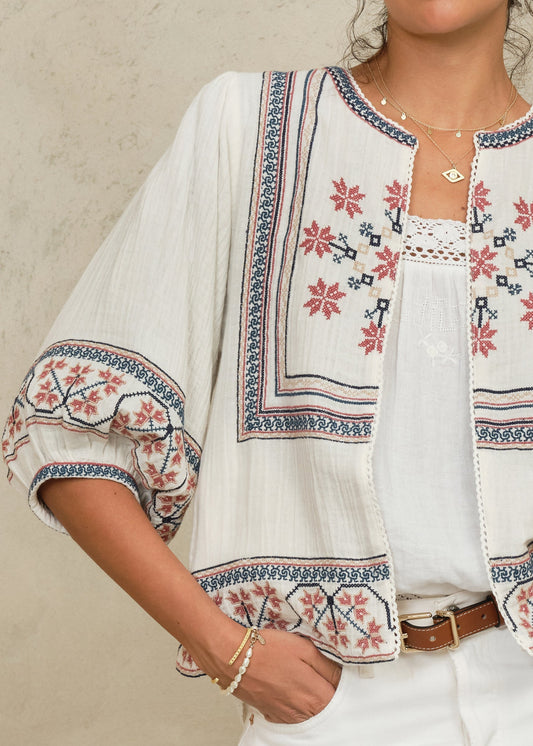 Jacket Calista Emb Jkt Ecru-Multi