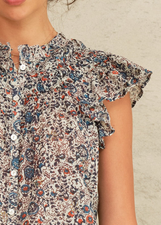 Blouse Cass 749688 Indigo-Rust