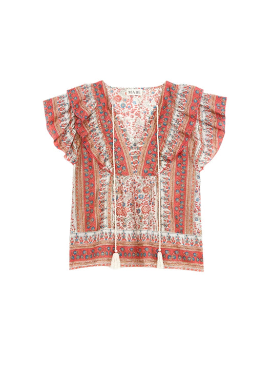 Blouse 640546 Cass Frill Top Coral