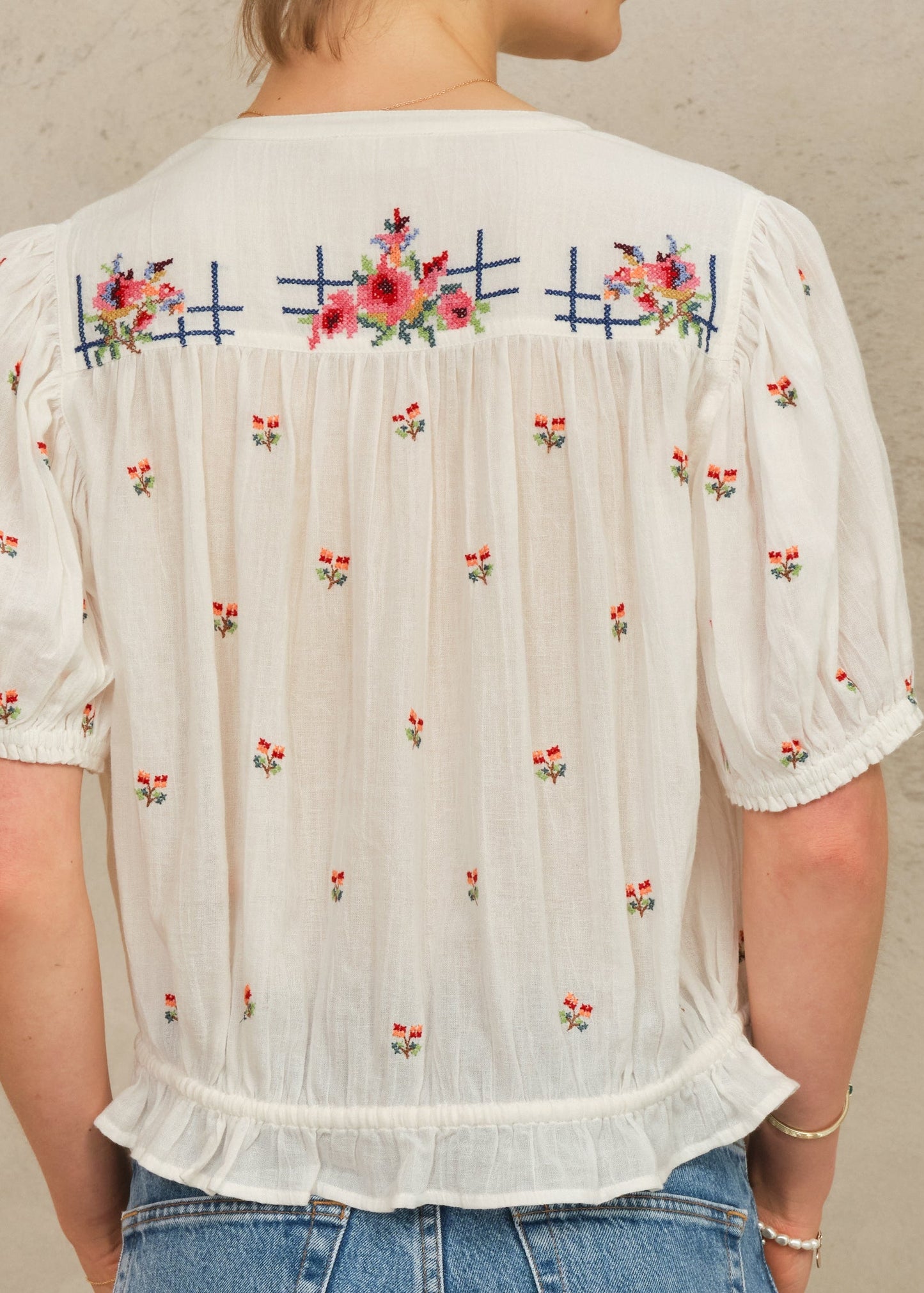 Blouse Harlie Ss Top Ecru-Multi