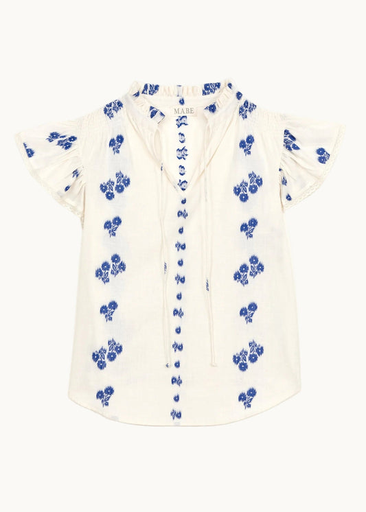 Blouse Iris Frill Top Blue