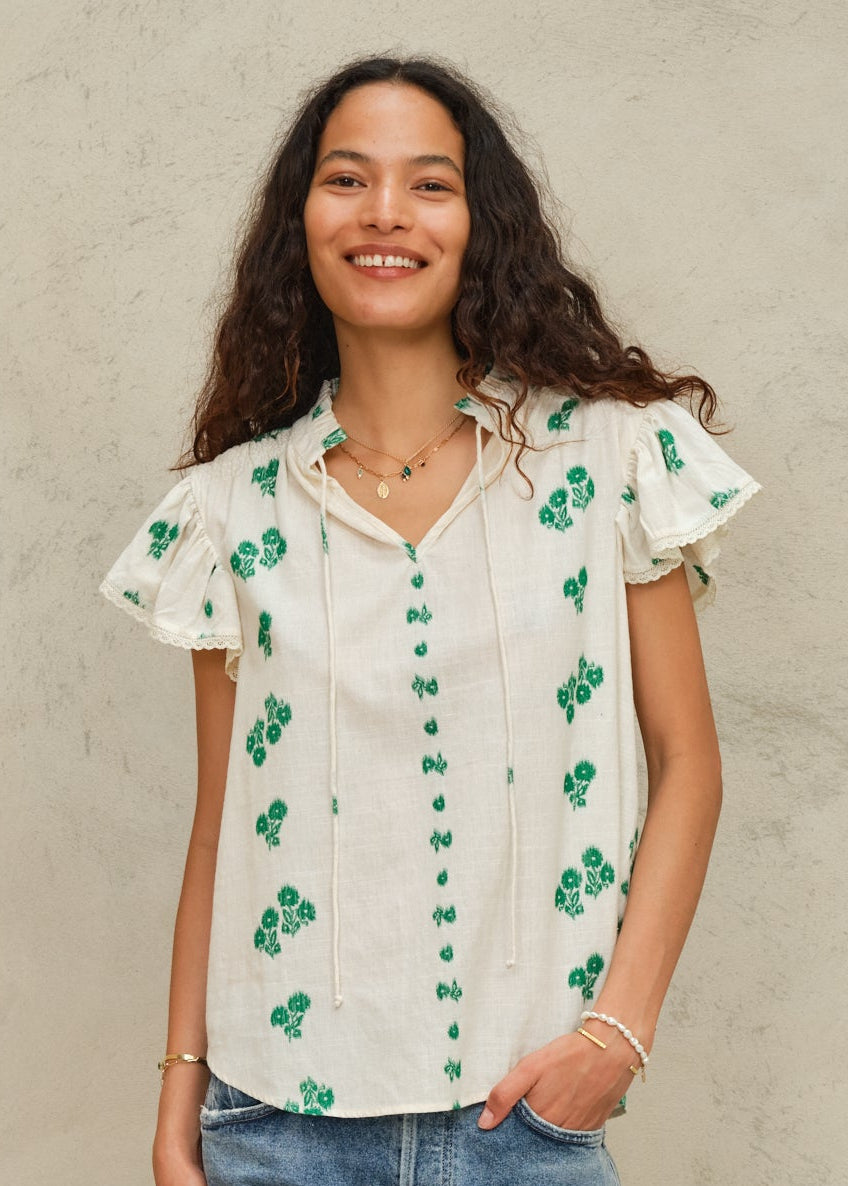 Blouse Iris Frill Top Green