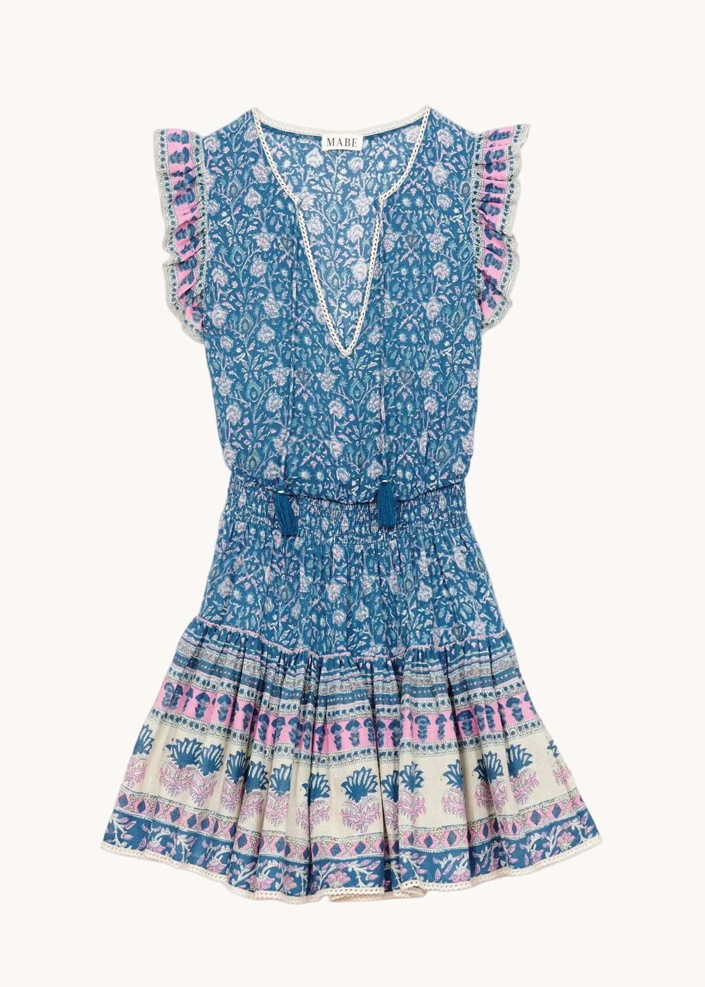 MABE | Myla Tiered Cotton Sundress - Multi Floral Blockprint