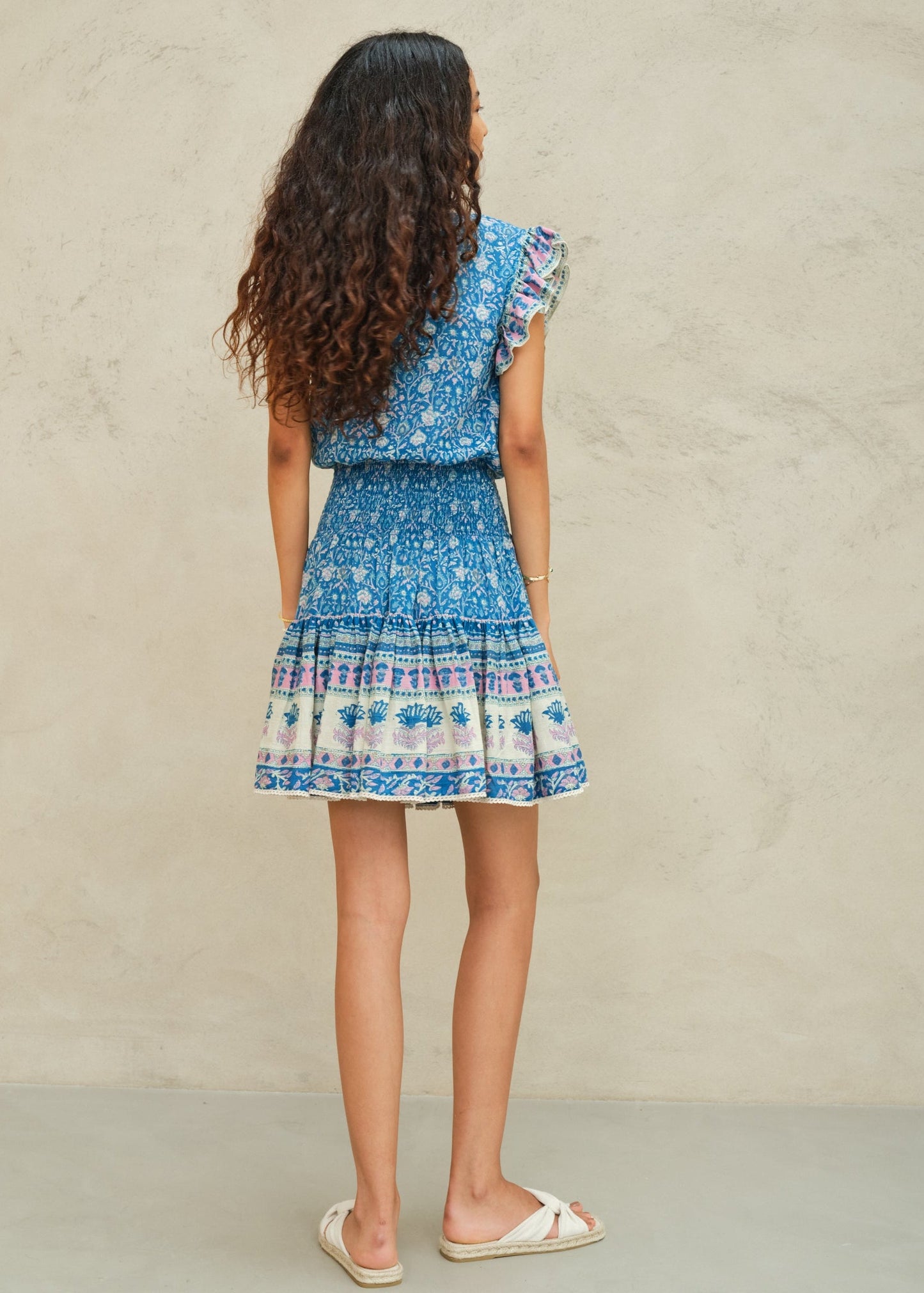MABE | Myla Tiered Cotton Sundress - Multi Floral Blockprint