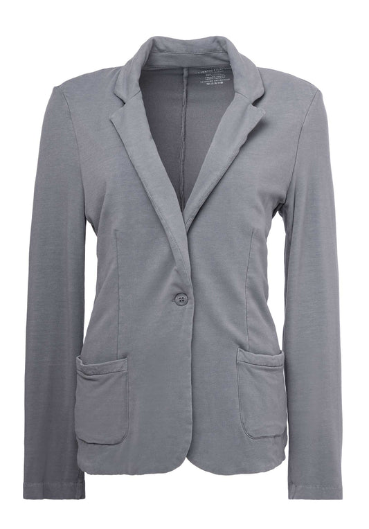 Majestic | Single-Breasted Viscose Blazer - Bleu-Grise