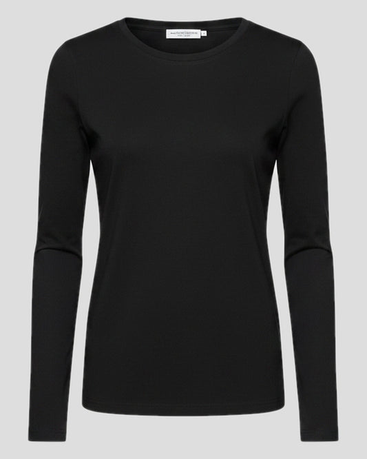 Majestic | Long Sleeve Crewneck Tee - Viscose Blend Noir