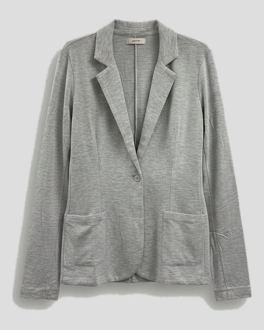Majestic | Single-Button Viscose Jacket - Light-Heather-Grey