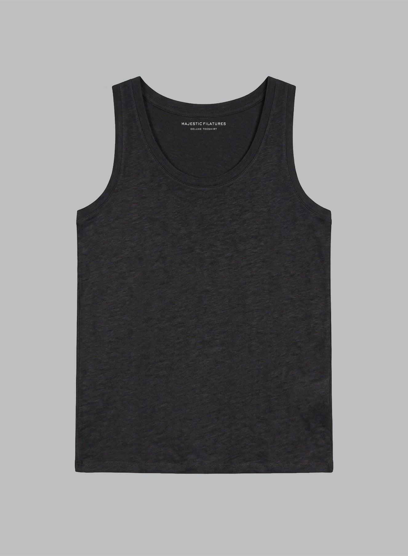 Majestic | Linen U-Neck Tank - Black