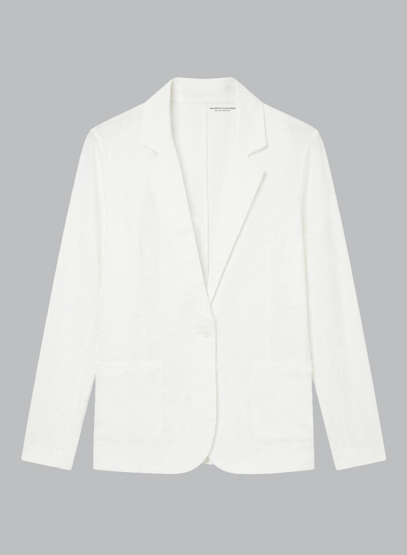 Majestic | One-Button Fitted Blazer in White French Terry