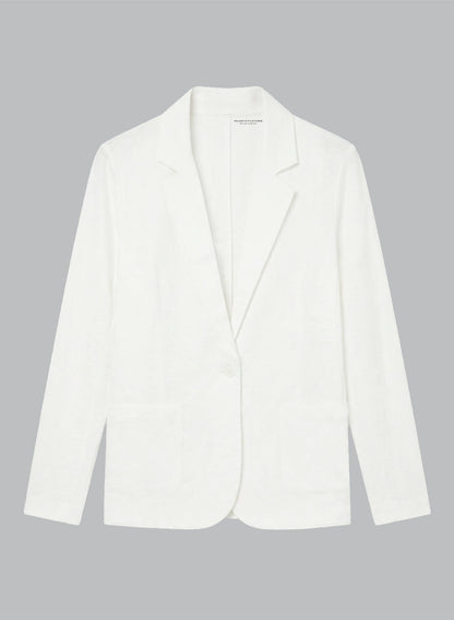 Majestic | One-Button Fitted Blazer in White French Terry