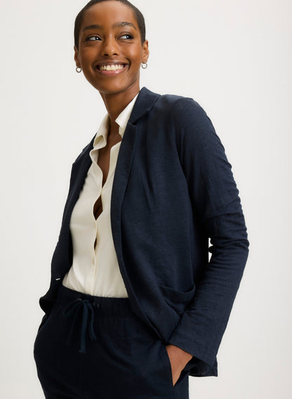 Majestic | One-Button French Terry Blazer - Marine