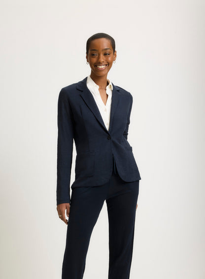 Majestic | One-Button French Terry Blazer - Marine