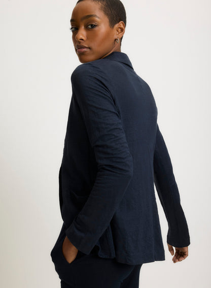 Majestic | One-Button French Terry Blazer - Marine