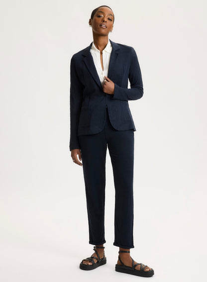 Majestic | One-Button French Terry Blazer - Marine