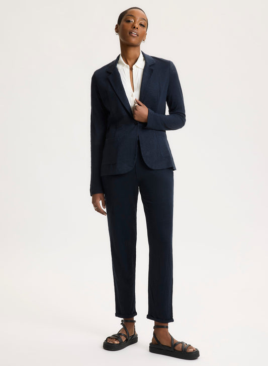 Majestic | One-Button French Terry Blazer - Marine