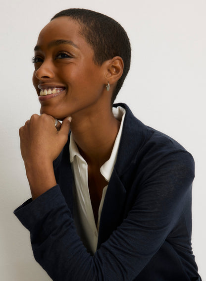 Majestic | One-Button French Terry Blazer - Marine