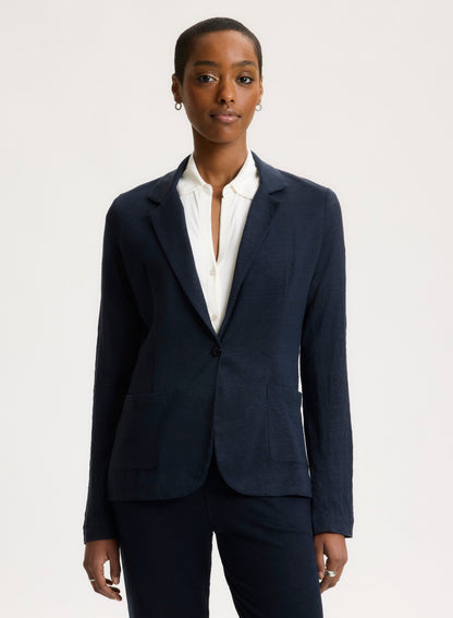 Majestic | One-Button French Terry Blazer - Marine
