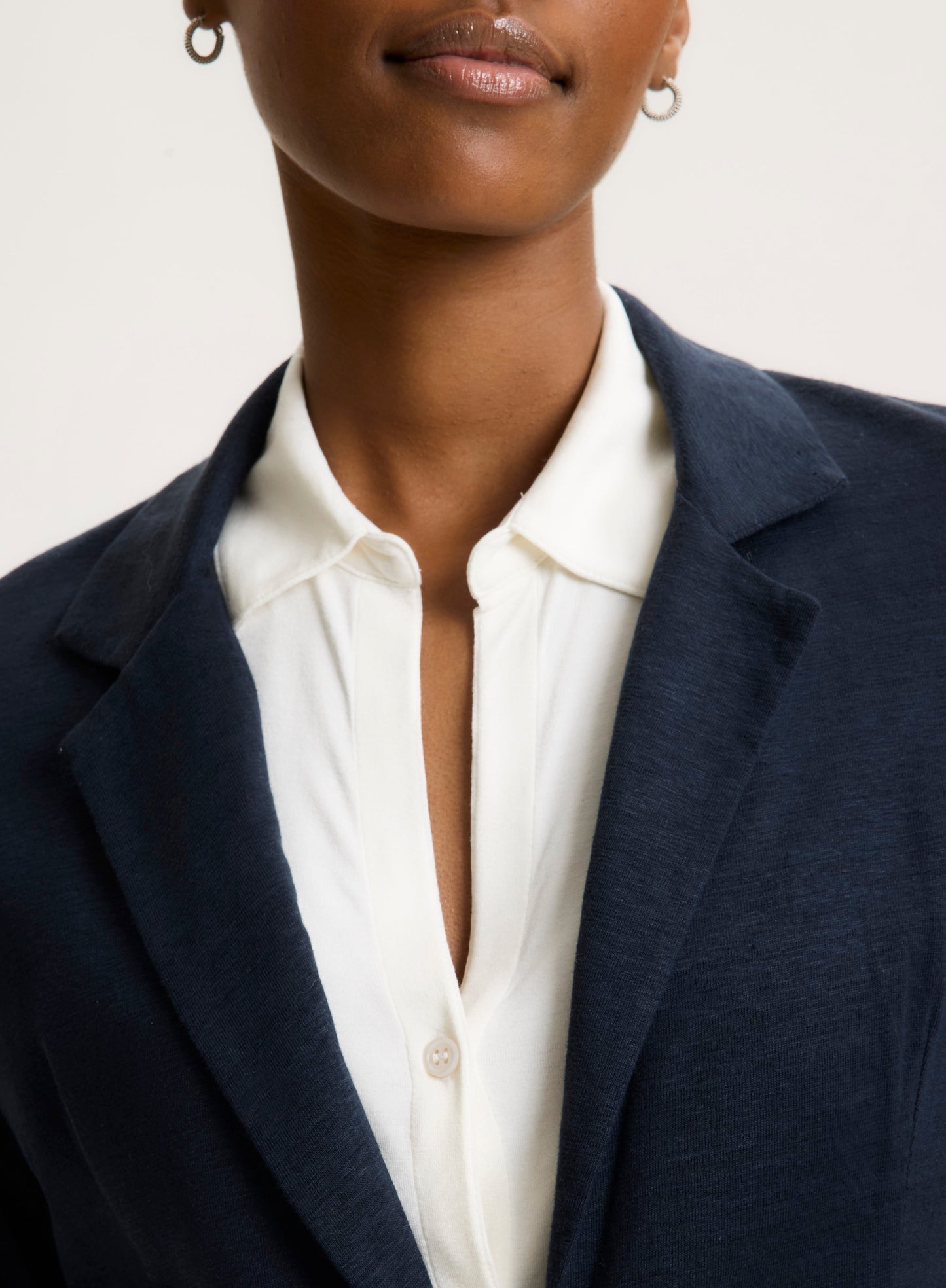Majestic | One-Button French Terry Blazer - Marine