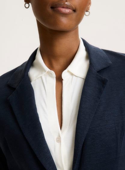 Majestic | One-Button French Terry Blazer - Marine