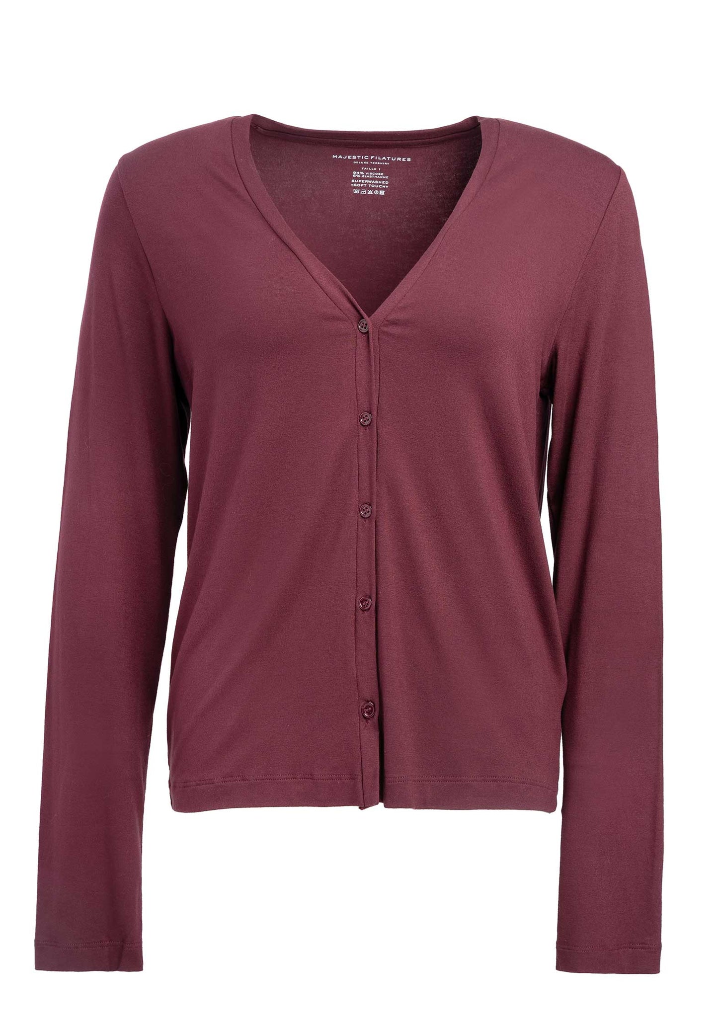 Majestic | Relaxed Viscose Cardigan - Fluid Oversized Layer Plum