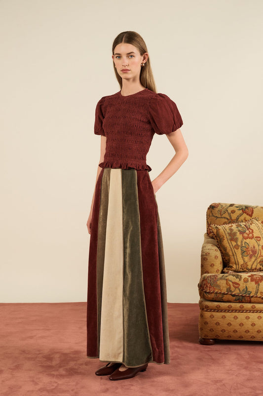 Baila Top Burgundy-Corduroy