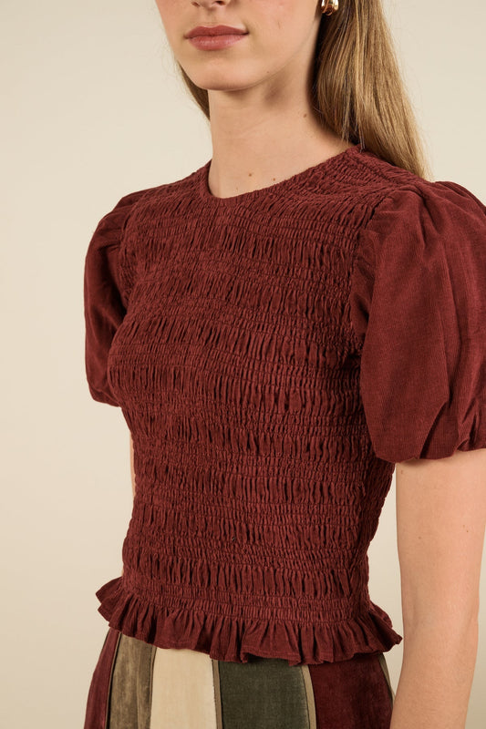 Baila Top Burgundy-Corduroy