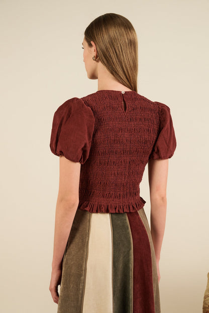 Baila Top Burgundy-Corduroy