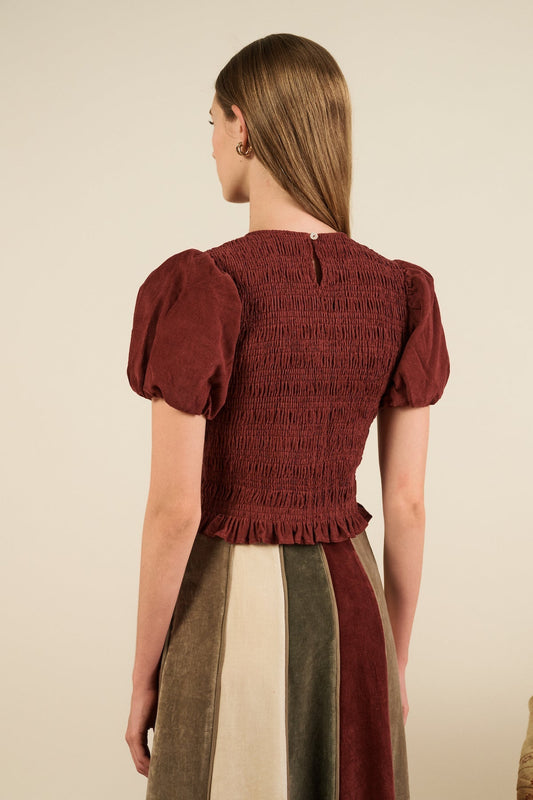 Baila Top Burgundy-Corduroy