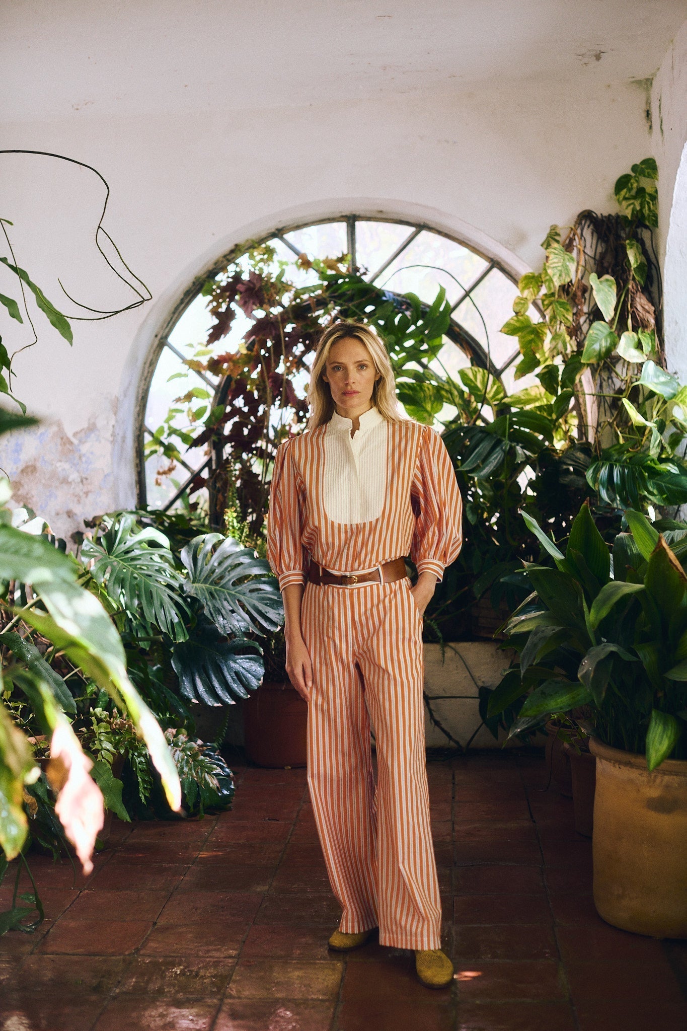 Maria de la Orden | Dimitra Striped Cotton Shirt - Orange-Stripes